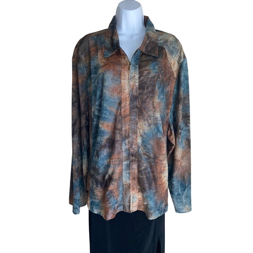 VTG Southern Lady Womens Plus Size 2X Stretchy Boho Tunic Button Summer Blouse